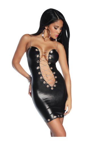 Robe Sexy Effet Mouillé avec chaîne - Noir - 42 Cover