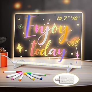 Signsxcel LED Note Board with Colors, 6 Modes & 8 Colors Acrylic Dry Erase Board with Light, Include Adapter Led Drawing Board for Kids, Best Birthday Gifts Ideas for Girl, 13.7"X10"