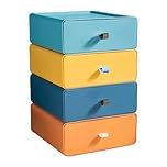 TIE-DailyNec 4 PCS Desktop Storage Box Stackable Large Capacity Makeup Organiser Storage Desktop Drawers, Desk Supplies Storage Organiser for Office, Dorm, Bathroom