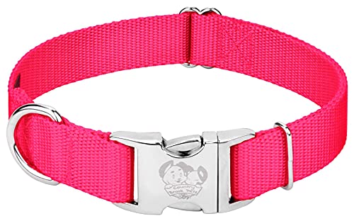 Country Brook Design - Vibrant 25+ Color Selection - Premium Nylon Dog Collar With Metal Buckle (Medium, 3/4 Inch, Hot Pink) #TOP4