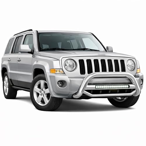 Image of Black Horse MAX Beacon Bull Bar No Skid Plate Stainless Steel Compatible with 2008-2017 Jeep Patriot-MAB-JEB9001S