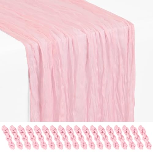 18 Pack Light Pink Cheesecloth Table Runner 17x108 Inches Boho Home Decor