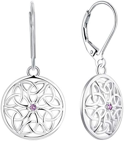 JO WISDOM Women Knot Earrings,925 Sterling Silver 3A Cubic Zirconia Irish Triquetra Celtic Knot Drop & Dangle Earrings with White Gold Plated