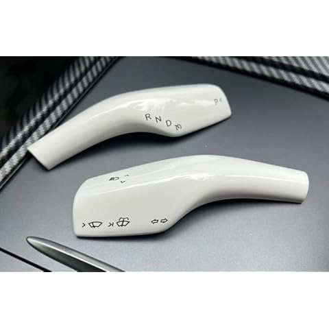 aspeike for Tesla Model 3 Model Y Steering Lever Cover White Gear Shift Cover Trim Gear Lever Decorative Accessories 2Pcs Model 3/Y 2023, 2022, 2021, 2020 Cover
