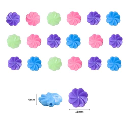 Image of Satra Traders Assorted Flower Pastel Plastic Beads | Size : 11mm | Qty : 100g | PB02