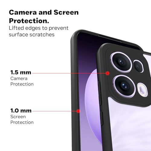 Image of RIGGEAR Shockproof Sleek Hybrid Armor Back Cover Case for Oppo Reno 13 Pro / Reno13 Pro 5G (Clear PC + Black TPU Bumper)