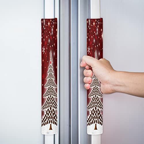 Image of Pardick Coffee Christmas Tree Refrigerator Door Handle Covers Set of 2 Washable Fridge Dishwasher Oven Mocrowave Door Decor Protector Handle Cover Keep Your Kitchen Appliance Clean