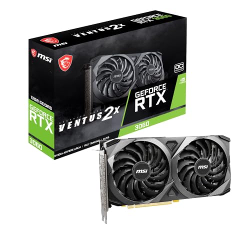 msi Gaming GeForce RTX 3060 Ventus 2X 12G OC V1 Graphics Card - 15 Gbps GDRR6 Boost Clock: 1807 MHz 192-Bit HDMI/DP PCIe 4 Torx Twin Fan Ampere