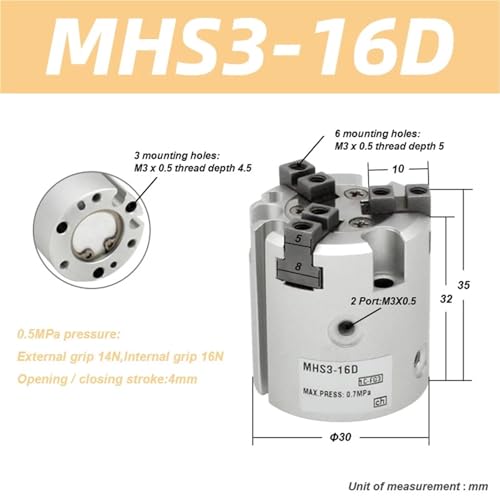 Vérin de préhension MHS3-32D à haute rigidité pour robotique - 3