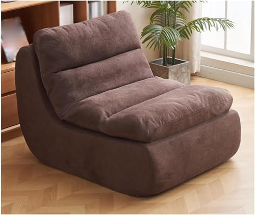 Sillón puf, sillón puf de espuma viscoelástica para adultos, sofá de alto rebote, sillón de suelo, sofá de compresión al vacío, adecuado para dormitorio y sala de estar Brown