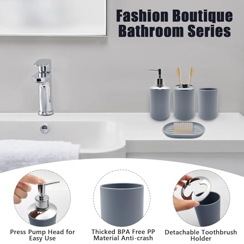 Wbjkzjd WBJKZJD-BAS Bathroom Accessory Set, 4 Pcs Shatter-Resistant Resin Bathroom Accessories Set Include Lotion Soap Dispenser Toothbrush Holder Soap Dish Modern Bathroom Decor thumb #2