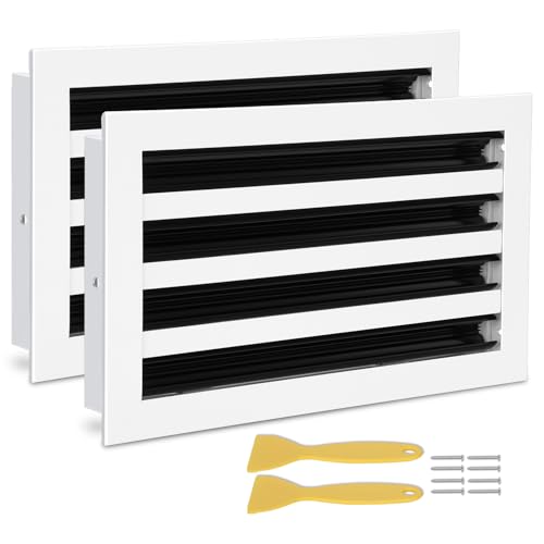 14x8 Modern AC Vent Cover 2Pack Decorative White Air Vent (Duct Opening Cutout) All Aluminium Standard Linear Slot Diffuser Low Noise - Register Grille for Ceiling Walls & Floors