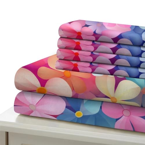 Ropa de cama de microfibra de pétalos 3D y juego de funda nórdica King 7