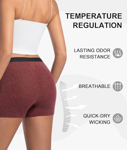 Merino Wool Boxer Briefs for Women 2 pack,Breathable Womens Boyshorts Underwear,Dry Panties for Ladie4