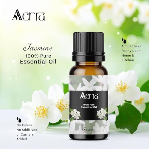 Image of Aerra Jasmine Essential Oil 15ml | Diffuser 100% pure steam-distilled. Triple-tested purity. Amber glass + dropper. Soft floral aroma. Diffuser, aroma lamp, skin & hair. Potpourri. Vegan. Daily use.