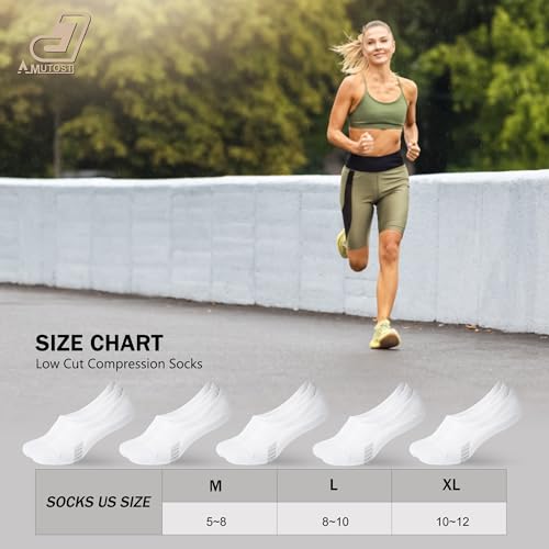 Image of Amutost Womens No Show Socks Anti-Slip Cushioned Breathable 5-10Pairs | Silicone heel grips, Arch compression band, Elastic cuffs, Moisture wicking, Size 6-8 /7-9 /9-11, Reduces blisters