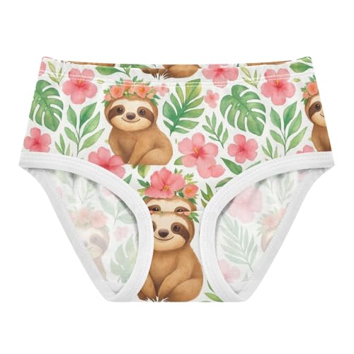 Cute Watercolor Sloths Florals Panties Little Girl Girls Underwear Toddlers Cotton Animal Kids Briefs Undies 2t