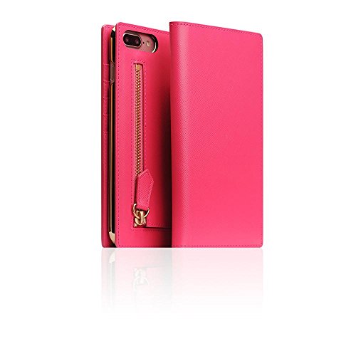 ❤ Crazy Deals SLG Design D5 Zipper Folder Case for iPhone 78 Plus, Pink, Italian Premium Leather, Handcrafted