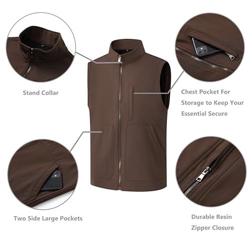 Image of VtuAOL Men's Lightweight Softshell Vest Outdoor Quilted Vest Sleeveless Jacket for Travel Hiking Golf