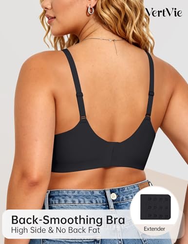 Image of Vertvie Jelly Bras for Women No Underwire Supportive | Seamless Wireless Bralette, Cool Breathable Mesh, Push Up Scalloped V-Neck, Full Coverage Tshirt Bra, Soft Comfortable