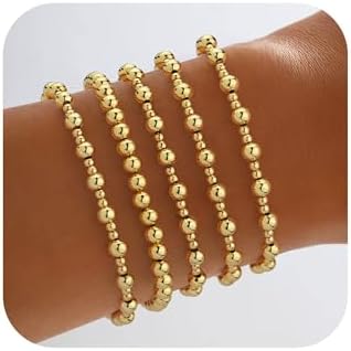 Howoo Bracelets for Women Stretch Beaded Bracelets Stackable Bead Ball Bracelet for Women Trendy Gift