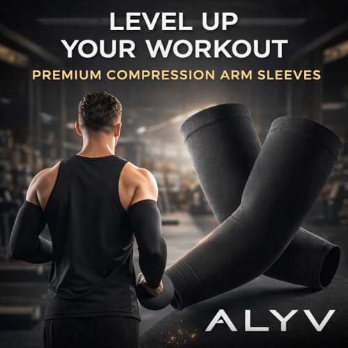 Image of ALYV Balaclava Face Mask with Compression Arm Sleeves Combo for Men & Women | UV Protection Breathable Sports Mask & Arm Sleeves for Bike Riding, Cycling, Gym & Running (Black)
