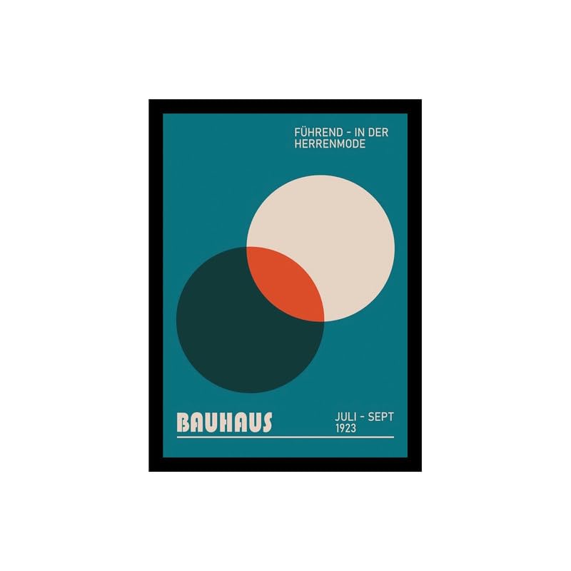 Image of BLINKART Vintage Bauhaus Retro Geometric Aesthetic Poster Gallery | Colorful Wrap Framed For Home Office Studio Living Room Modern Art Studio Decoration Abstract Shapes | (d86) | 13x10 Inch