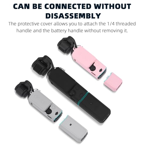 Funda de silicona Pocket 3 rosa y protector de lente antiarañazos para cámara DJI OSMO Pocket 3 6