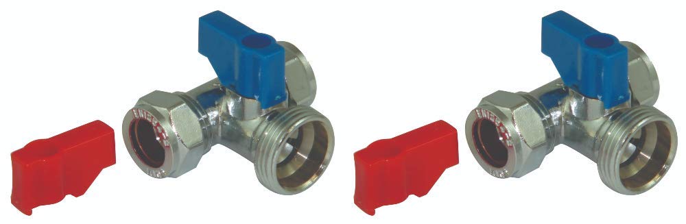 Aumix Blue 15Mm X ¾ Inch Tee Washing Machine/Dishwasher Valve Tap T Connector X2