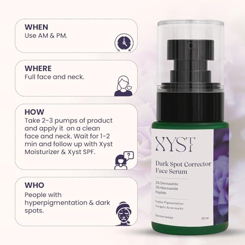 Image of XYST Dark Spot Corrector Face Serum (30ml) for Women & Men | Removes Hyperpigmentation & Acne Marks | Brighten Skin with Niacinamide, Peptides, Ceramides | Derma-Tested | Suitable for All Skin Types