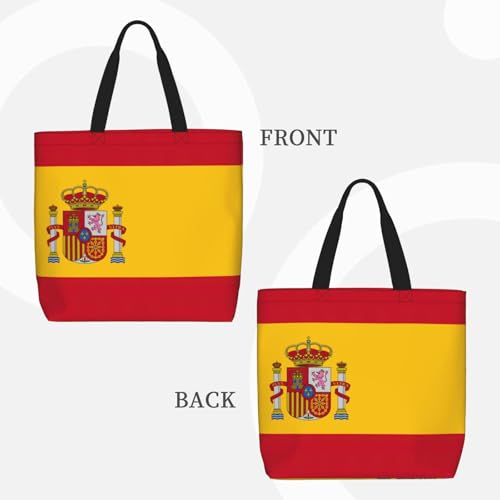 Spanish Flag Print Women Reuseable Handbag, Grocery Bag Foldable For Shopping Travel Activity3