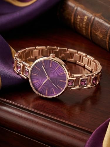 Image of AMERICANVIBER Red Diamond-Studded Women's Analog Watch with Adjustable Strap, Stylish Round Dial Wrist Watch for Girls & Ladies, Suitable for Casual, Office, and Formal Use