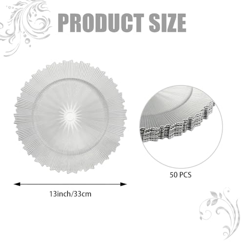 50 Platos Decorativos Plateados 13" Redondos de PP miniatura 2