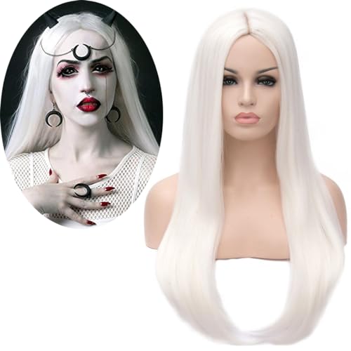 YEESHEDO Wigs Long Natural Straight Middle Part White Color Wig Heat Resistant Realistic Synthetic Daily Party Wig for Women