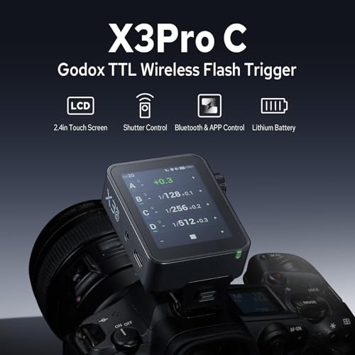 Godox X3Pro-C Disparador Flash Inalámbrico para Canon Cámara, 2.4G TTL HSS 1/8000s Transmisor Flash, Bluetooth & App Control, Pantalla Táctil, USB-C Carga, Batería de Litio (X3Pro C) - imagen 2