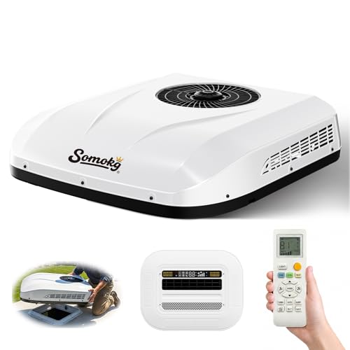 12V RV Air Conditioner | 11000 BTU with Heating | Ultra-Low Power Draw | 43LBS Mini 1-Person DIY Install | Quiet 12 Volt DC Battery Powered Camper AC Unit for Off-Grid Camping Vans Trucks Trailers