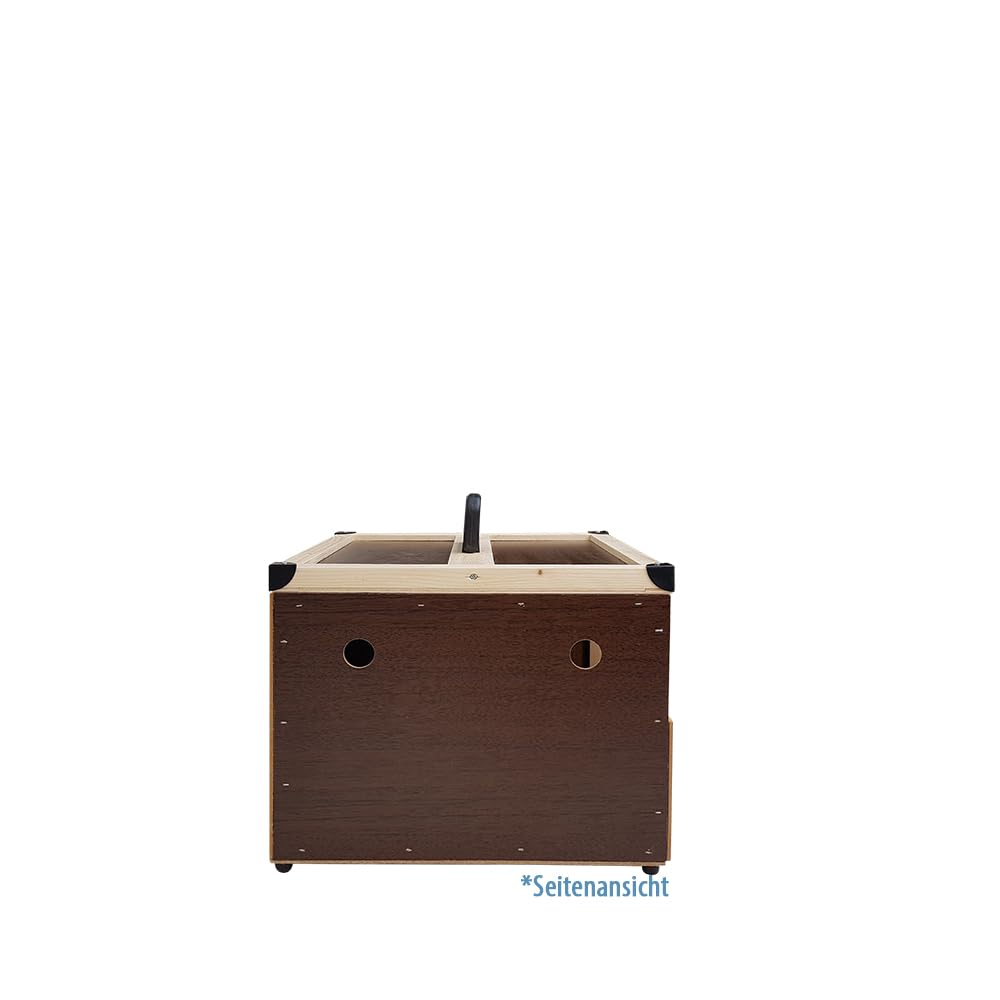 Kleintier-Transportbox aus Holz - 2 Abteilungen - je mit verschließbarem Innendeckel