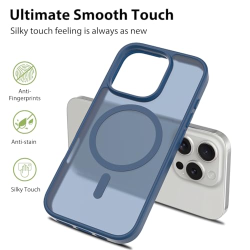 Image of for iPhone 16 pro Case [Compatible with Magsafe] Translucent Matte Phone Cover, [10 FT Military Grade Drop Protection] Slim Durable Shockproof Protective Bumper (Blue, iPhone 16 Pro)