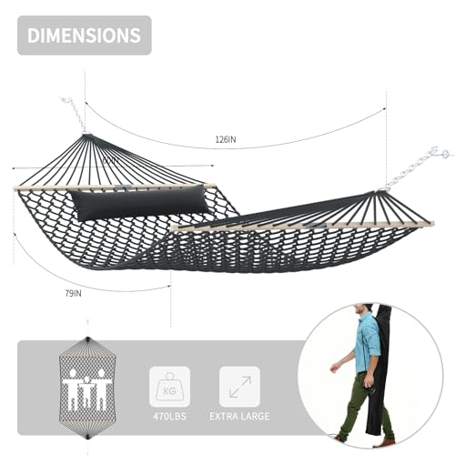 Tonahutu TONAHUTU-0401 13Ft Hammocks, Traditional Hand Woven Cotton Rope Hammock thumb #3