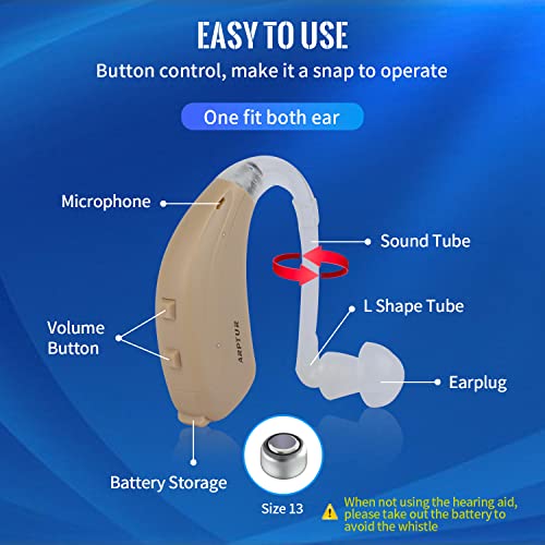 Bte Hearing Aid For Seniors And Adults, 120Hr Battery Life, 16-Channel Digital Hearing Amplifier With Volume Adjustment And Noise Reduction, One Fits Left Or Right Ear (Apt0501-1) #TOP1