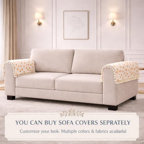 Image of STITCHNEST Printed Quilted Sofa Arm Cover with Tassels | Stylish Hand Rest Protector | Soft & Durable | 18 x 22 Inches
