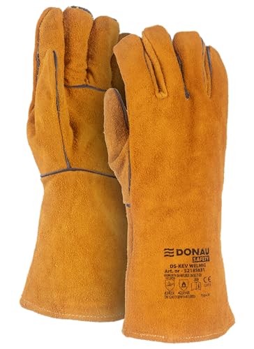 DONAU SAFETY Schweißerhandschuh aus Rindsleder für MIG-Schweißen/Größe 10 XL, 1 Paar/Hochwertige Produkte/Arbeitshandschuhe Leder/Lederhandschuhe Schutzhandschuhe/Farbe: Golden