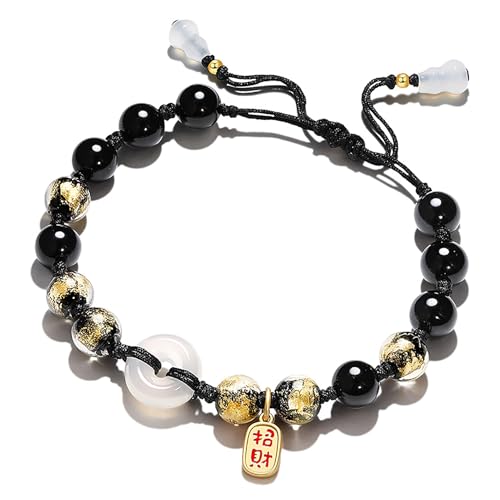 Bracelet agate blanche Feng Shui avec cornaline et pièce ancienne