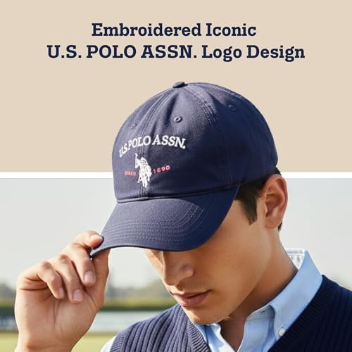 Image of U.S. Polo ASSN. Unisex Adult Baseball Cap, 100% Cotton Adjustable Dad Hat for Men and Women, Since 1890 and Horse Logo