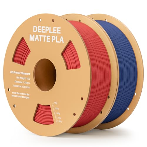 Image of Matte PLA Filament 1.75mm, 3D Printer Filament Dimensional Accuracy + /- 0.02mm, No Clogging, Higher Toughness, Cardboard Spool 3D Filament, 2 Pack 1kg Ruby Red & Navy Blue