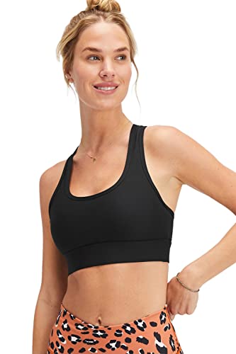 Fabletics Women's On-The-Go Midi Medium Impact Sports Bra, Workout, Yoga, Athletic, Fitness, Knit,...