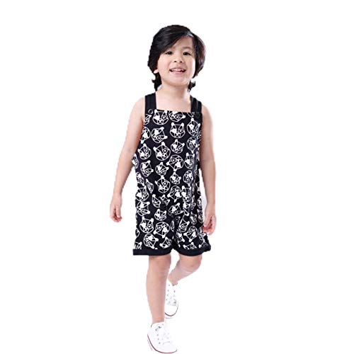 Jardineira Curta Panda Fox Preta Le Marques Infantil Unissex