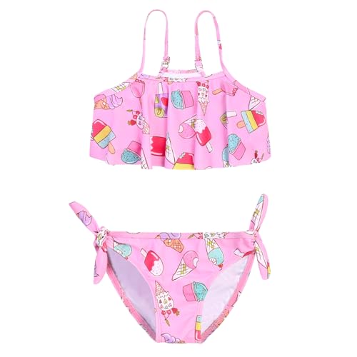 QPANCY Girls 2-Piece Swimsuit Spaghetti Strap Bikini Bathing Suit Hawaiian Swimwear for Kids
