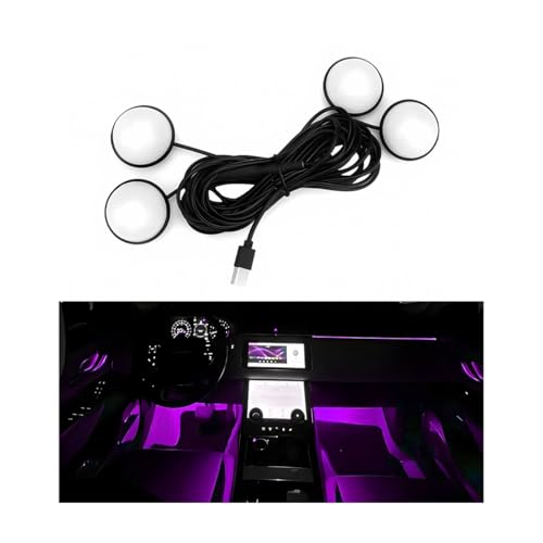 MUQIDA Car Interior LED Lights, Automotive Under Dash 4 in 1 Ambient Neon Accent Light Kit, LED Night Decoration Lighting Kit with USB Port for Car Garden Home Kitchen Party (Purple)