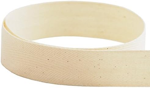 USA Made Ribbon Factory 1" Natural Cotton Twill Tape - 50 Yards - Soft & Medium Weight - (Multiple Widths Available)